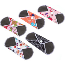 5pcs Bamboo Charcoal Menstrual Pads Reusable Sanitary Napkins for Women Easy to Clean Assorted style