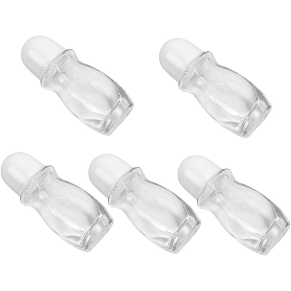 Hkhbjs 5Pcs 50Ml Roll-On Essential Oil Bottles White Glass Portable Refillable Empty Bottles