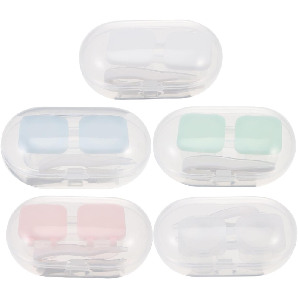 Hkhbjs 5Sets Compact Storage Box Tweezers Mirror Eyeglass Lens Case For Travel Outdoor