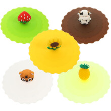 5 tapas de silicona para vasos y tazas, colores surtidos, reutilizables.