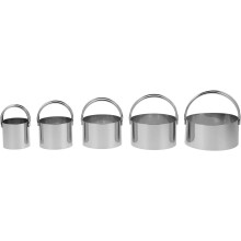 Ensemble de 5 emporte-pièces ronds en acier inoxydable, légers et à bords lisses, pour la cuisine à domicile.