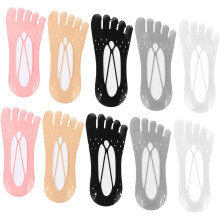 5 Paar atmungsaktive, unsichtbare, rutschfeste Fünf-Finger-Spitzensocken für Damen und Teenager, elastisch, bequem und mit Grip