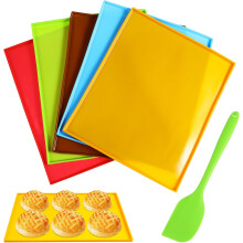 Tapis de cuisson antiadhésif en silicone avec bords surélevés et spatule assortie. Tapis de cuisson robuste en silicone.