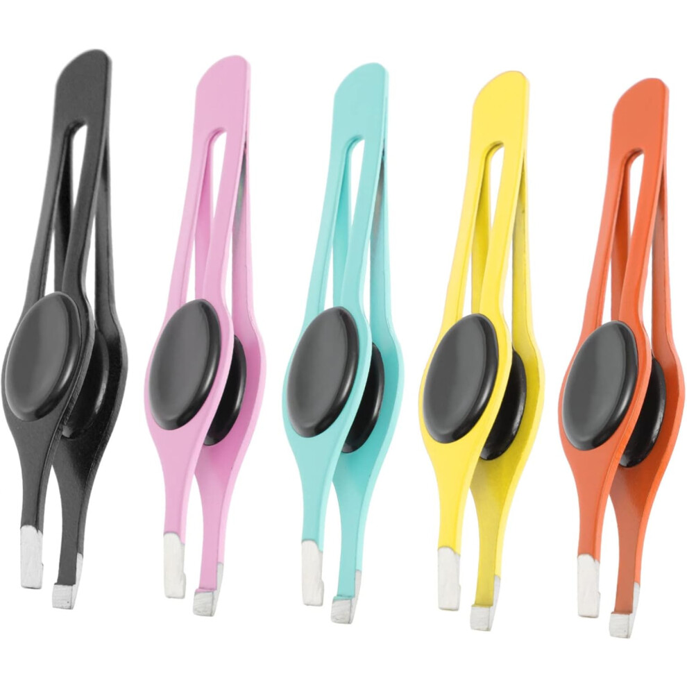 Hkhbjs Eyebrow Tweezers Eyebrow Clips 5Pcs Stainless Steel Set Gel Pads Safe Skin-Friendly Compact Design