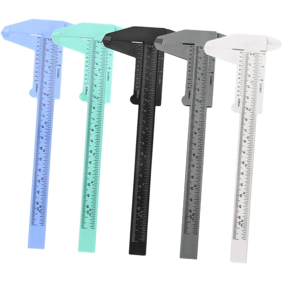 Hkhbjs 5Pcs 0-150Mm Plastic Vernier Caliper Double Scale Eyebrow Measuring Tool Portable Facial Caliper Ruler