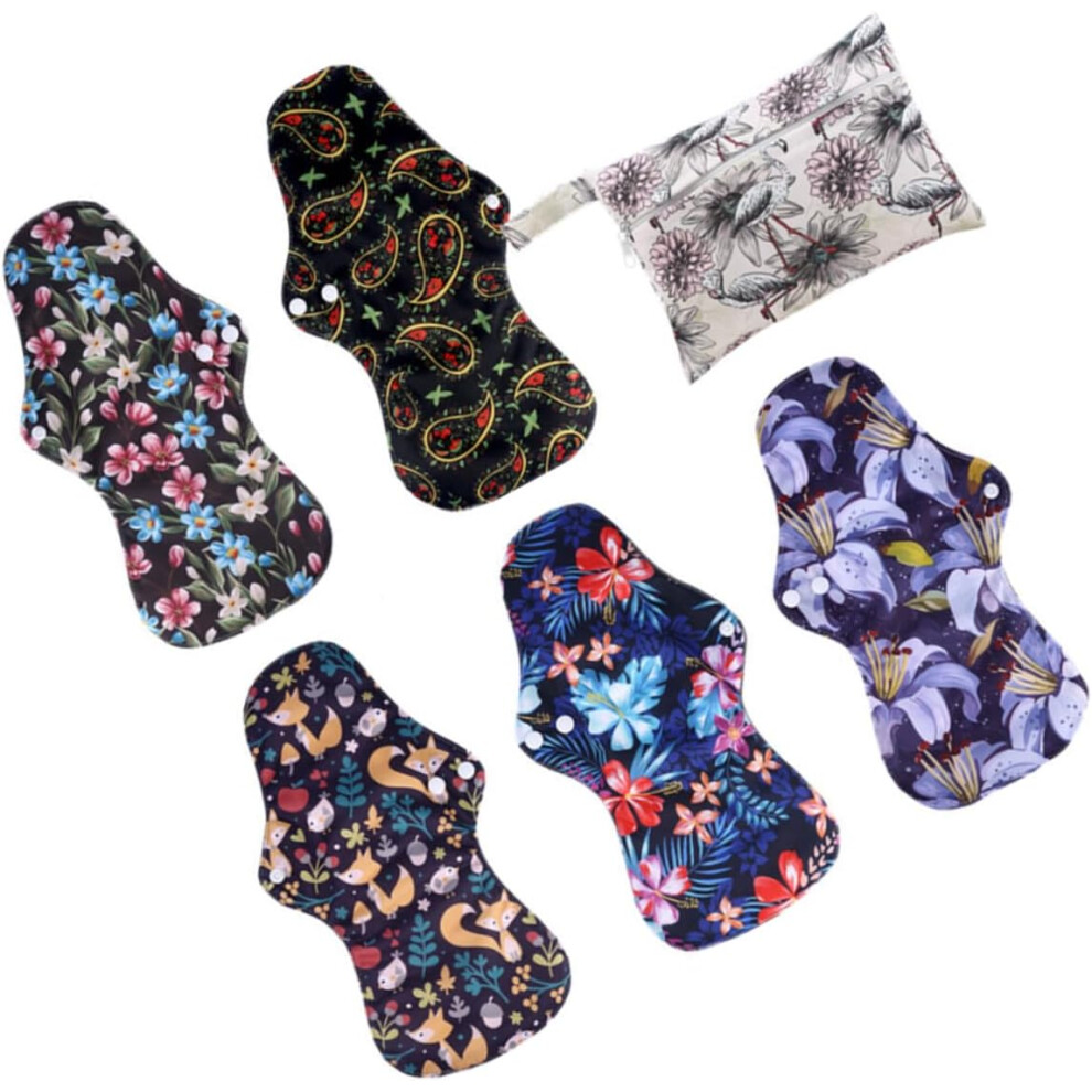 Photos - Menstrual Pads HKHBJS 6Pcs Reusable Sanitary Pads Bamboo Charcoal with Wings and Buckle, Waterproof and Super-Absorbent 