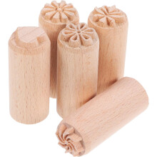 Ensemble de 5 tampons en bois de 2 cm pour la création de poteries artisanales (bois naturel).
