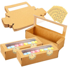 50 petites boîtes à gâteaux en carton kraft avec fenêtre de présentation pour macarons et emballage de pâtisseries