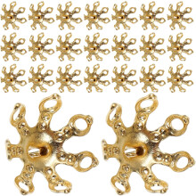 50 Stück 24 Karat vergoldete Metall-Perlenendkappen 10 x 5 mm, Blumenornamentkappen für DIY-Schmuckherstellung