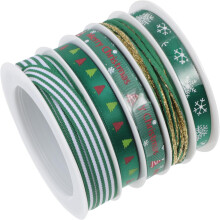 5 Rollen Weihnachtsgeschenkband, dekoratives Weihnachtsband zum Basteln und für Weihnachtsverpackungen, zufällige Farbe