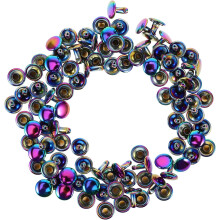 50 Stück Regenbogen-Doppelkappen-Metallnieten 9x8 mm für DIY-Geldbörsenherstellung und Handtaschenreparatur