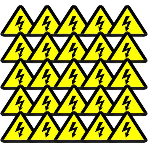 50Pcs Yellow Triangle High Voltage Warning Labels Electrical Safety Stickers Electrical Hazard Signs