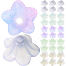 Kit de 500 perles acryliques pour la création de bijoux DIY, mini fleurs trompette dégradées et boutons de lys