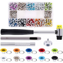 Kit de 500 œillets métalliques avec outil de poinçonnage de 5 mm de diamètre et marteau