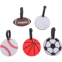 5 Gepäckanhänger mit Sportmotiven für Volleyball, Fußball, Baseball, Basketball, Badminton – Reiseutensilien