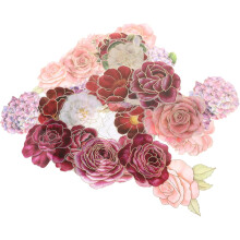 50 Stück Blumenaufkleber für Umschläge, Scrapbooks und Notizbücher, dekorative Pfingstrosen- und Hortensien-Blumenaufkleber