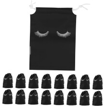 50 Stück matte schwarze Wimpernbeutel mit Kordelzug, 13 x 18 cm, Kosmetik-Aufbewahrungsbeutel aus Kunststoff
