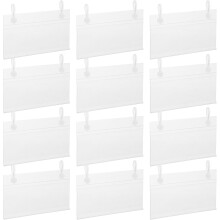 50Pcs Plastic Label Holders for Wire Shelving with Double Hooks, 100X55Mm Basket Tags