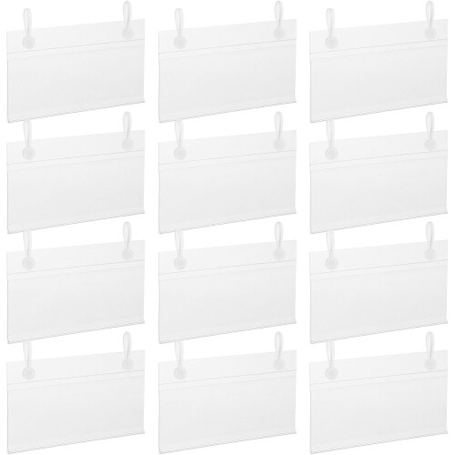 50Pcs Plastic Label Holders for Wire Shelving with Double Hooks, 100X55Mm Basket Tags