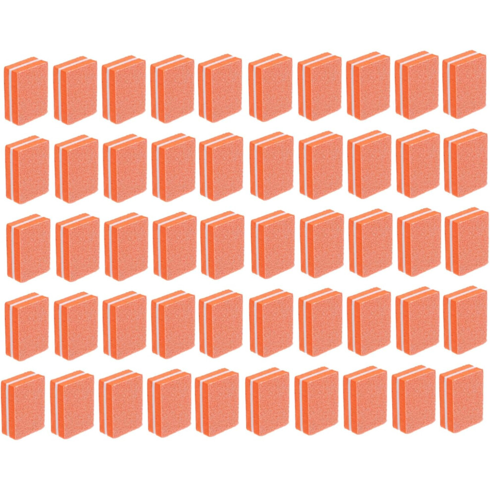 Hkhbjs Orange 50Pcs Mini Square Sponge Files For Manicure Nail Polishing Tools For Home Salon Use