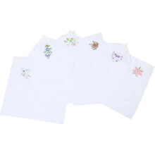 6er-Pack Damen-Taschentücher mit Blumenmuster, bestickt, aus atmungsaktiver Baumwolle