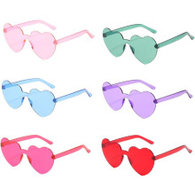 6 pares de gafas de sol sin montura con forma de corazón, coloridas, ligeras, ideales para fiestas y festivales. Accesorios para gafas.