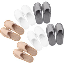 6pairs Reusable Fleece Hotel Slippers Washable Closed Toe Unisex Indoor Home Slippers for Guests Travel Spa Bathroom