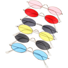 6 pares de gafas de sol retro para mujer, montura ovalada pequeña con lentes de colores, color plata.