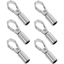 6-teiliges Set aus silberfarbenen Zinklegierungs- und Vierkantschnallen mit 6 mm Innenloch, Ersatz-Karabinerhaken und Metall-Seitenclips für Taschen