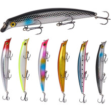 Lot de 6 leurres de pêche artificiels flottants de 12,5 cm, imitation vague, appâts en plastique de 14 g