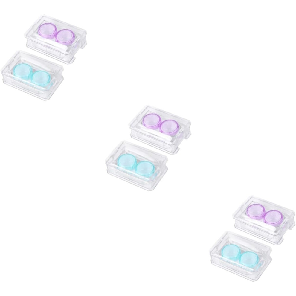Hkhbjs 6Pcs Practical Lens Storage Box Container Case Glasses Case Blue Lens Holder Lenses Cleaning Kit