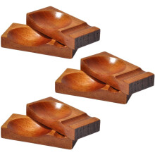 Lot de 6 repose-baguettes en bois avec coussin intégré, faciles à laver et empêchant les baguettes de rouler.