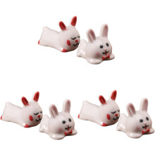 Lot de 6 repose-baguettes en céramique en forme de lapin adorable, porte-baguettes, repose-fourchette, repose-cuillère