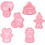 6pcs Plastic Molds Biscuit Cutters 3D Cookie Cutters Safe Lightweight Pink Baking Tools 1