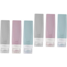 6er-Packung leere Silikon-Reiseflaschen für Shampoo und Lotionen, ideal für Toilettenartikel und als tragbare Reiseflaschen für Flugreisen