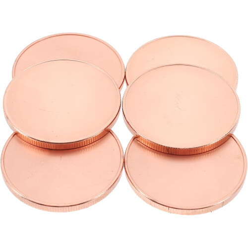6pcs Brass Blank Challenge Coins with Threaded Edges, Laser Engravable DIY Commemorative Craft Coins