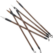 6Pcs Calligraphy Brush Pen Set Wolf and Goat Hair, Medium and Small Sizes
