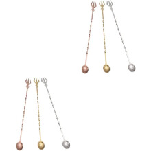 6-teiliges Set Weinrührstäbchen, Doppelkopf-Cocktaillöffel, Bar-Rührstäbchen