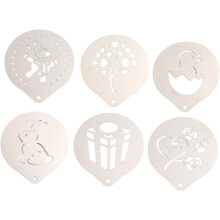 Pochoirs à café en acier inoxydable, 6 pièces, motifs variés et précis