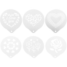 6pcs Coffee Template Drawing Painting Template Stainless Steel Easy to Clean Easy to Maintain Suitable