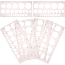 Lot de 6 gabarits de dessin géométriques en plastique rose, règles de dessin technique