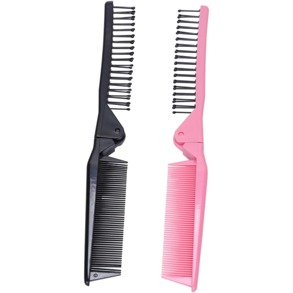 Hkhbjs 1Bag Folding Hair Comb Double-Headed Portable Comb