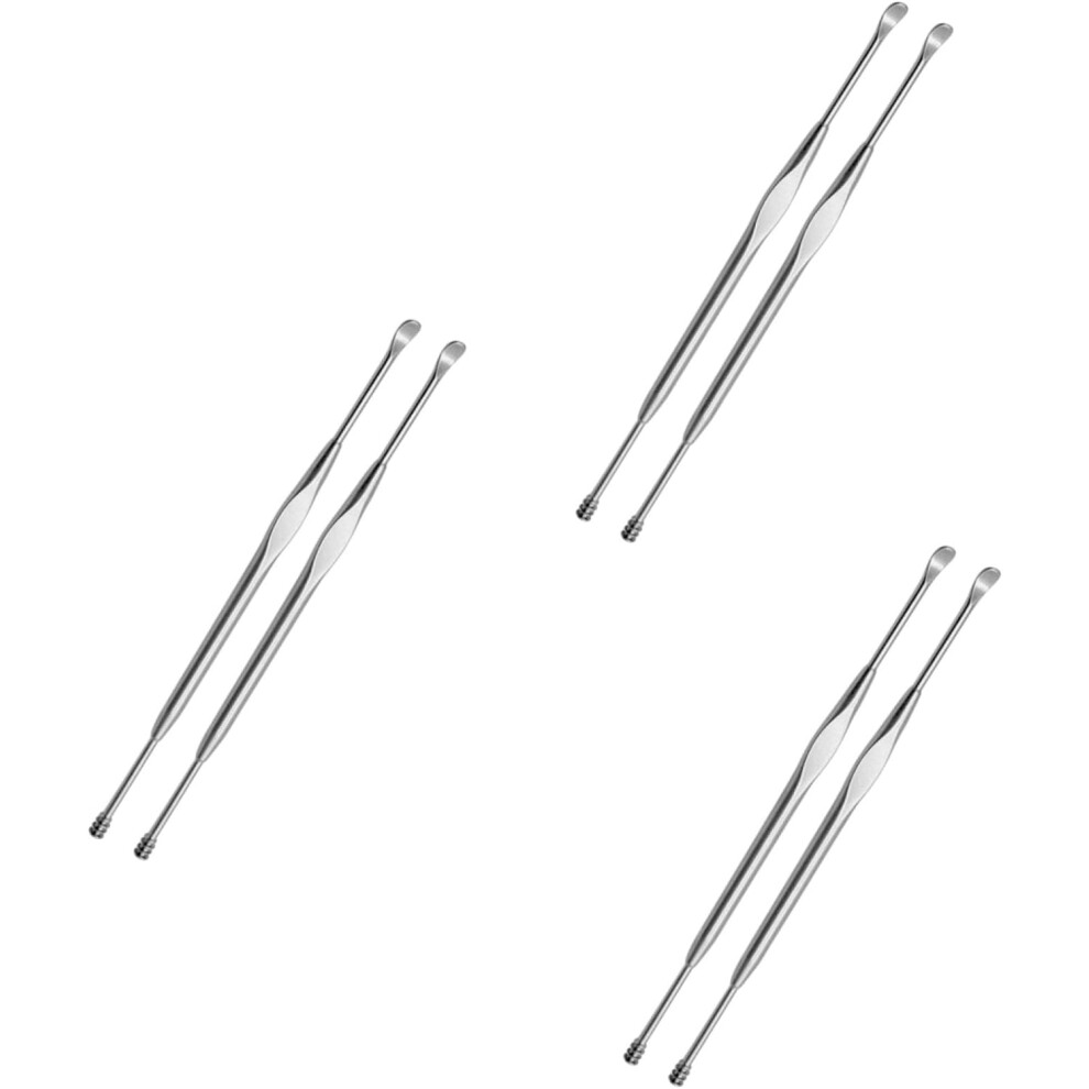 Hkhbjs 6Pcs Stainless Steel Spiral Ear Spoon For Ear Wax Cleaning Double-End Massage For Daily Hygiene