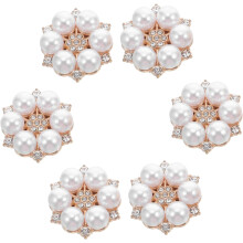 6 Stück Manschettenknopf-Clips mit Blumenmuster für Herren- und Damenhemden, verziert mit Strasssteinen und Perlen aus Legierung
