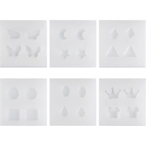 6pcs Silicone Earring Resin Casting Mold Set for Handmade Jewelry Making