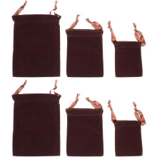 Velúr húzózsinóros ékszertároló tasak szett 3 db (Deep Coffee, 7X9Cm, 9X12Cm, 12X16Cm)