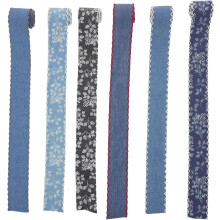 6-teiliges Set aus Denim-Bändern, 3,8 cm breit, Vintage-Western-Spitzenband für DIY-Bastelarbeiten, Haarschleifen, Kleidung, Nähen und Brautmode