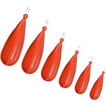 Sada 6 ks PVC cvičných rybárskych zátok na mäkké oranžové nástrahy, rôzne veľkosti (5, 7, 10, 12, 15, 20 g)