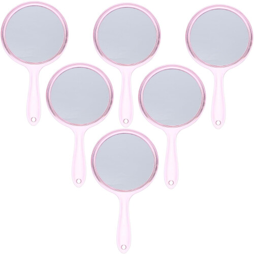 6pcs Portable Hand Mirror Double-Sided Round Compact Makeup Mirrors with Magnification