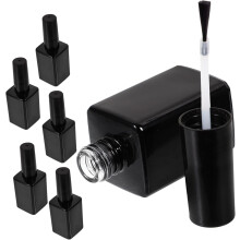 Glazen nagellakflesjes met kwastje, 6 stuks, 15 ml, zwart, vierkant, navulbaar, leeg, voor vingernagellak, nagelkunst.